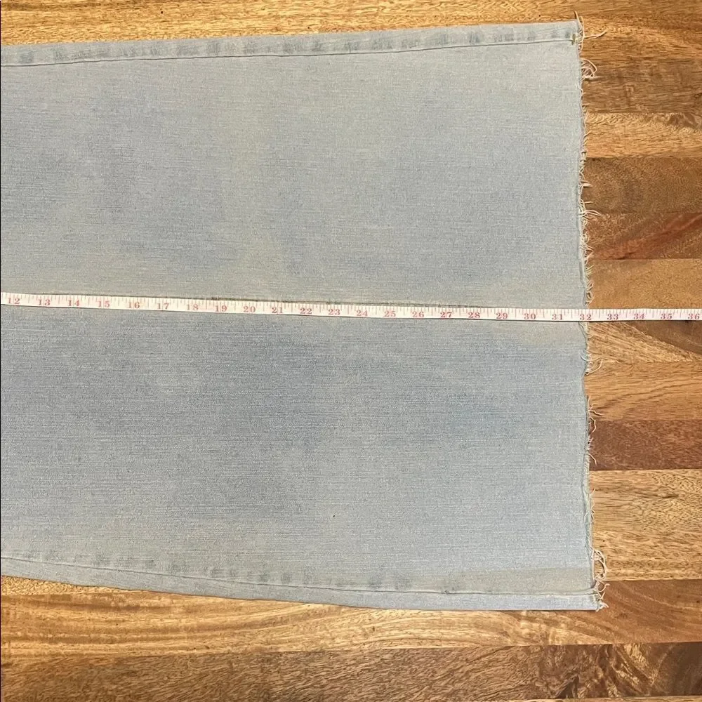 Light Blue Stretch Denim Midi Skirt